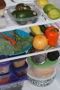Cassie Steiner's refrigerator keeps fresh produce in reusable to help eliminate unnecessary waste.  Vesna Brajkovic photo/ BrajkoviVA04@uww.edu