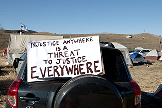 Students in S.A.G.E camped out at a cite at Standing Rock while helping unload supplies to the people