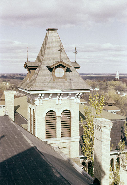 When first constructed in 1868 the universitys bell would ring out at noon each day from atop Old Main Halls north tower.