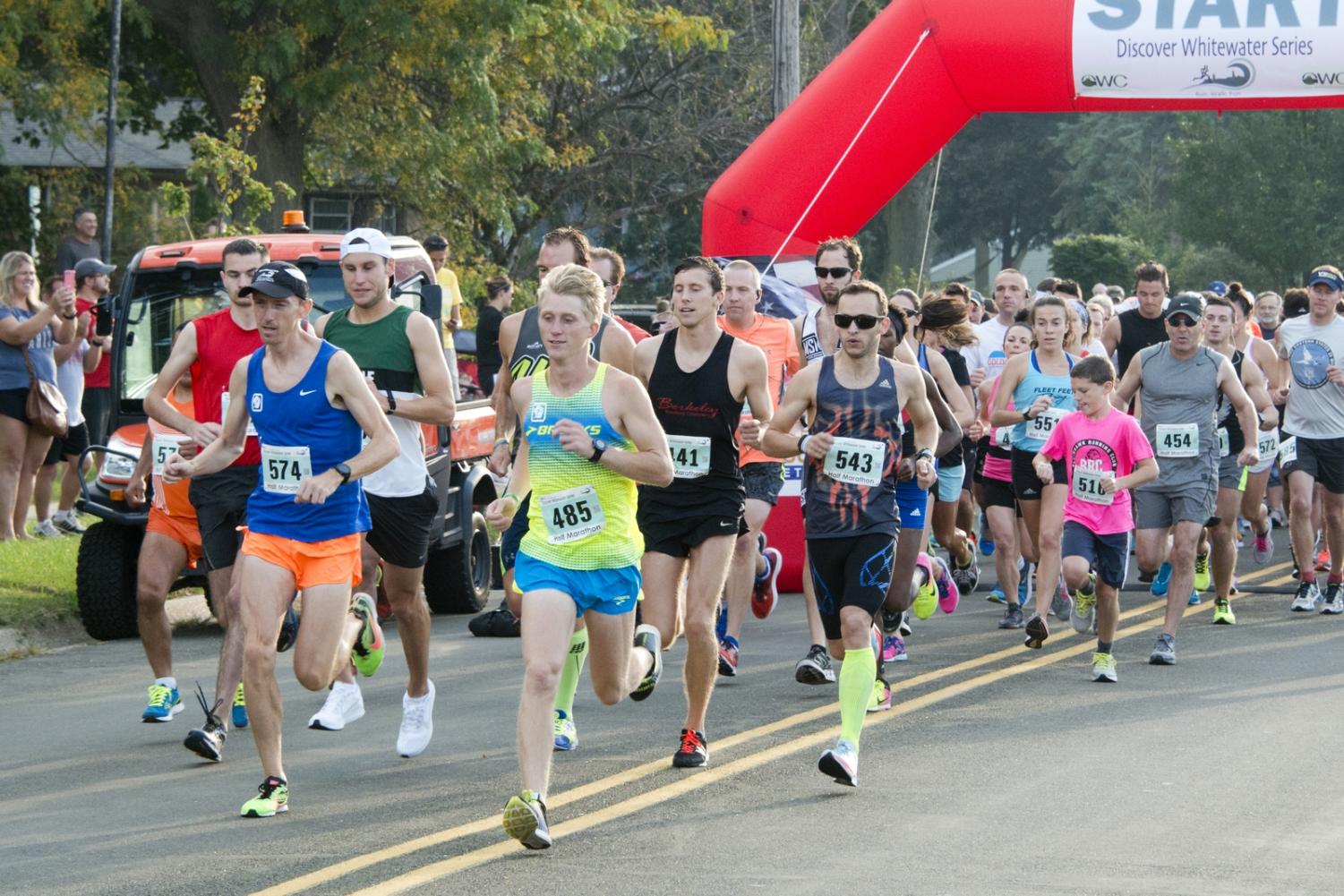 Participants take off from the starting line the 2017 charity race. This will be the sixth annual Discover Whitewater Series event.