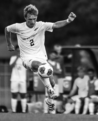 Junior Brad Ludwig plays the ball out from midfield. He has five goals and three assists on the year.
