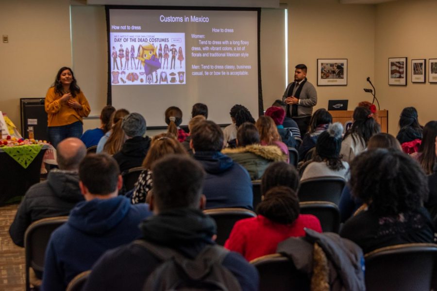 A presentation was given at Dia de los Muertos in the University Center for Latinx Day Heritage.
