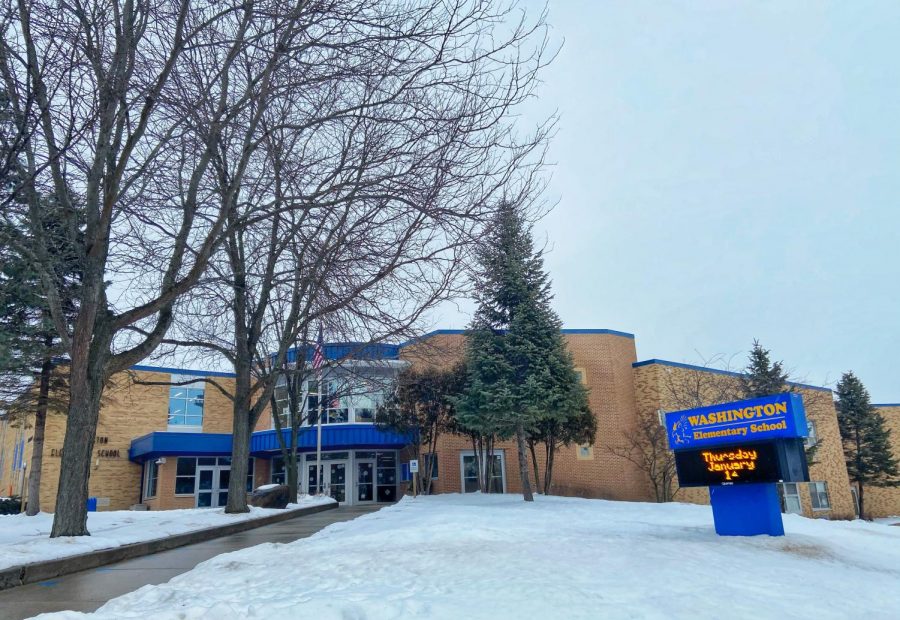 Snow covers the ground outside of Washington Elementary school in Whitewater where students are scheduled to resume in-person attendance on Monday Jan. 18.