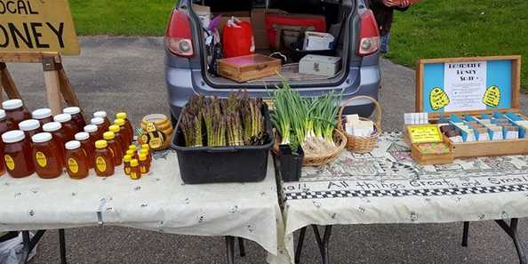 A vendor at the Whitewater City Market is all set to sell honey, asparagus, onions and more to the local community.