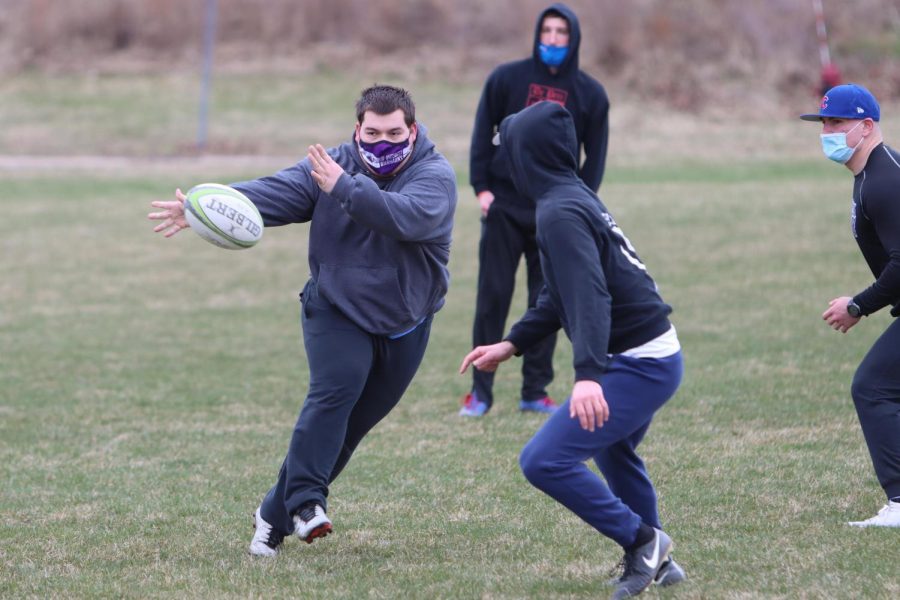UW-Whitewater men’s rugby club practice Wednesday March 31.