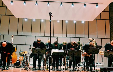 Jazz One Ensemble pictured taking a bow at the end of their concert on Oct. 14 at 7:30 p.m.