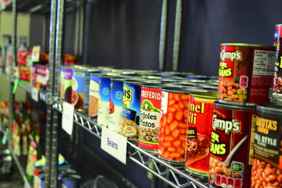 A variety of beans are available to students in the Warhawk Food Pantry in Drumlin Hall on Oct. 20, 2021.