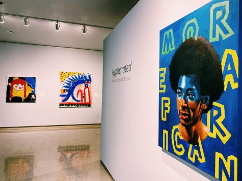 “More Revolutionary,” an eye-catching piece, by William Paul Thomas is displayed at the front of the exhibit.
