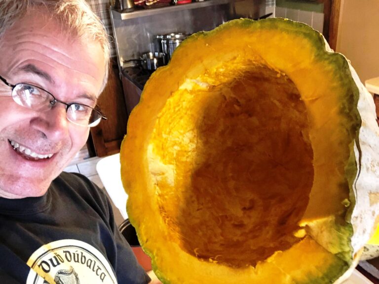 Half of this blue hubbard squash is big enough that Chris Hardie could wear it on his head. (Chris Hardie photo)