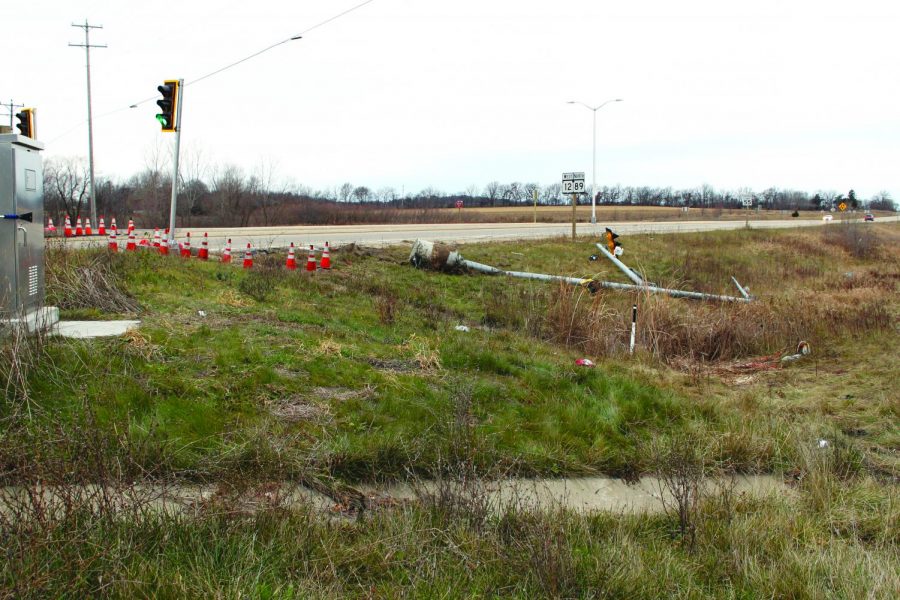 Debris and cones litter the scene of the semi crash that occured on Dec. 3, 2021 just outside of Whitewater.
