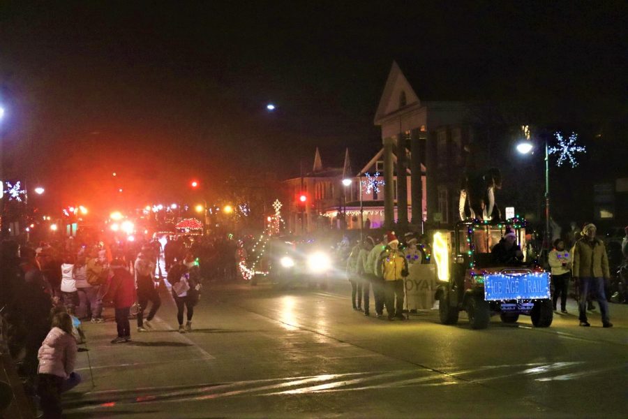 University organizations, decorated cars, floats and lights fill Main Street for the annual Parade of Lights event Friday evening, Dec. 3, 2021.