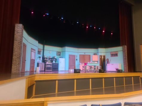 Th stage is set for the show to start Sunday, Feb. 27 for the afternoon productions of Church Basement Ladies in the Young Auditorium. 