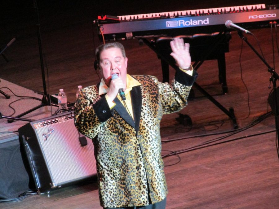 Linwood Sasser as The Big Bopper performs in John Mueller’s Winter Dance Party at Young Auditorium Feb. 11th 2022. 