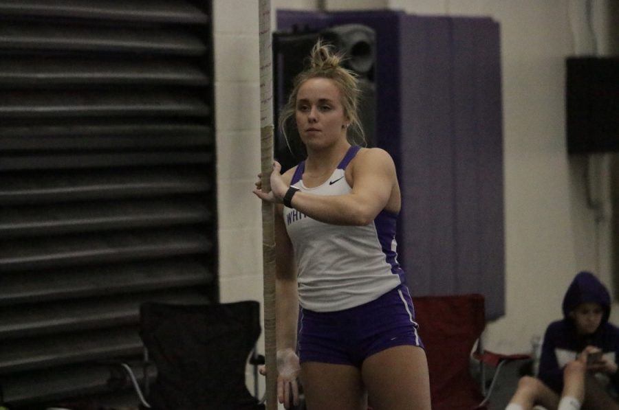 Gracie Holland gets ready to compete in pole vault during the indoor track season
(Photo credit given to Adam Giljohann)