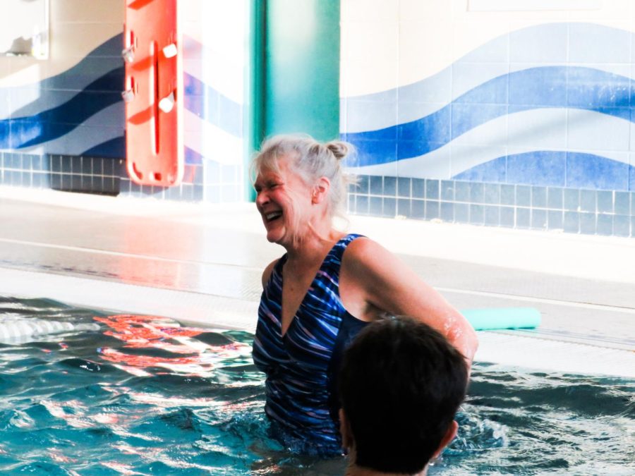 Janie Anderson teaching her “Water Aerobics” class at the Whitewater Aquatic Center. 

