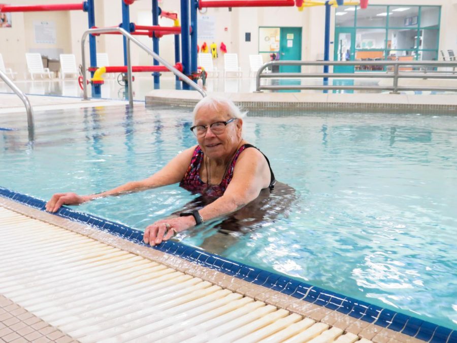 June Patterman enjoying her time at the Whitewater Aquatic Center, as a member of almost 20+ years.
