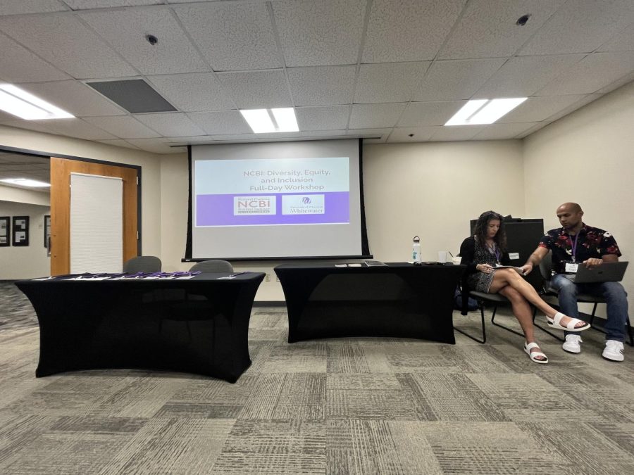 Julie Minikel-Lacocque and Dr. Logan Edwards, both Assistant Professors of Education at the University of Wisconsin-Whitewater are both seen here hosting the NCBI’s Diversity Workshop August 31st 2022. (Rory Leonhard)