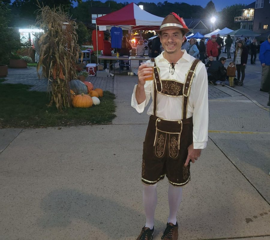 While visiting the United States, German citizen Leon Wagner enjoys his time socializing at Oktoberfest in New Glarus, Wisconsin.