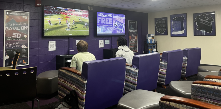First and second place winners Di’allo Gordon and Tony Wagner compete in the Madden Xbox One Tournament Monday, Sept. 26. 