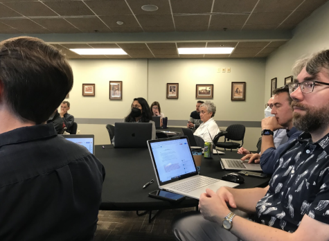 Members of the faculty senate attendees listens to discussions regarding posthumous degree policy revisions in Room 261 at the University Center Oct. 11, 2022 (Photo by Alicia Dougherty)


