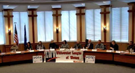 Candidates for the Whitewater School Board come together at the Whitewater City Hall on Jan. 28 to discuss why they are running for school board
Photo from Video Livefeed.