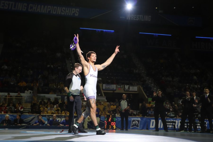 Jaritt Shinhoster wins his second consecutive national championship to end his career as a Warhawk wrestler at the NCAA Division III National Championships in Roanoke, Virginia.