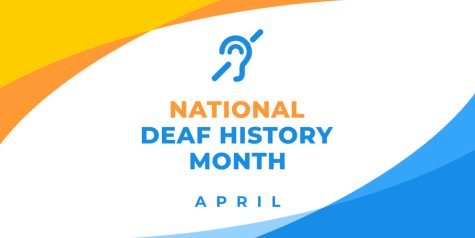 National deaf history month. Vector web banner, illustration, poster, card for social media. Text National deaf history month, april