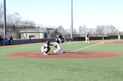  David Rubin gets a hit against Loras College at Prucha Field at Jim Miller Stadium on Thursday April 6th
