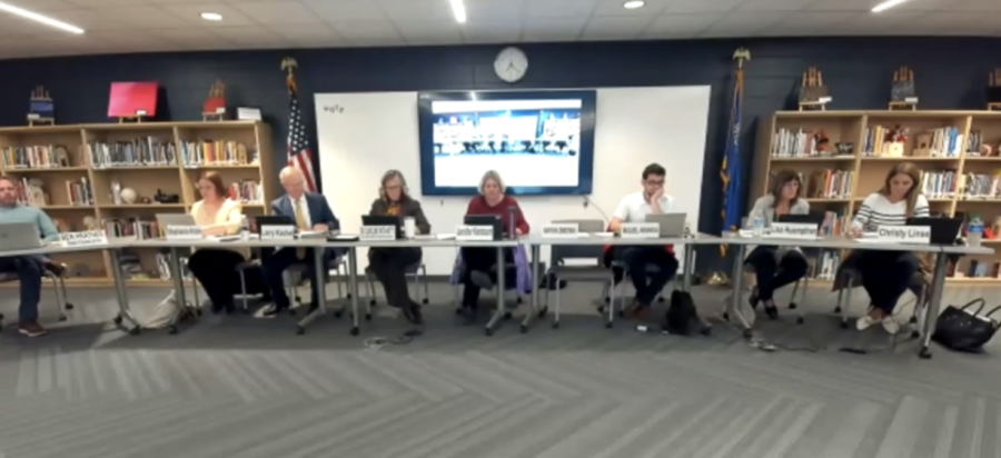 Whitewater District School Board members gather on April 28 to elect new position leaders and committee members.
(photo screenshot from livestream)