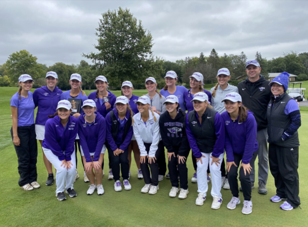 The Warhawk women’s golf team poses for a picture at their home course in Janesville during the Fall Classic in 2022. This season the team hopes to build off last year’s success and continue dominating the WIAC championship.