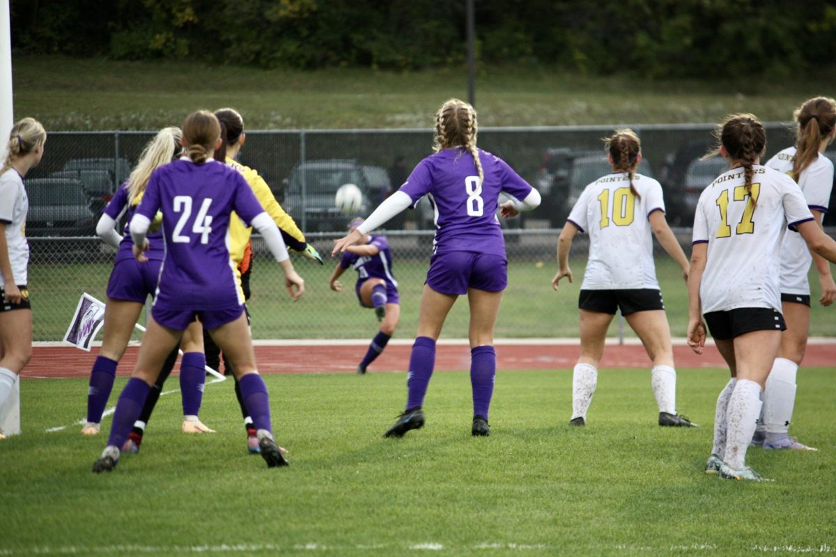 #20, Emily Thill, takes a goal kick for the warhawks at the game on Saturday afternoon 