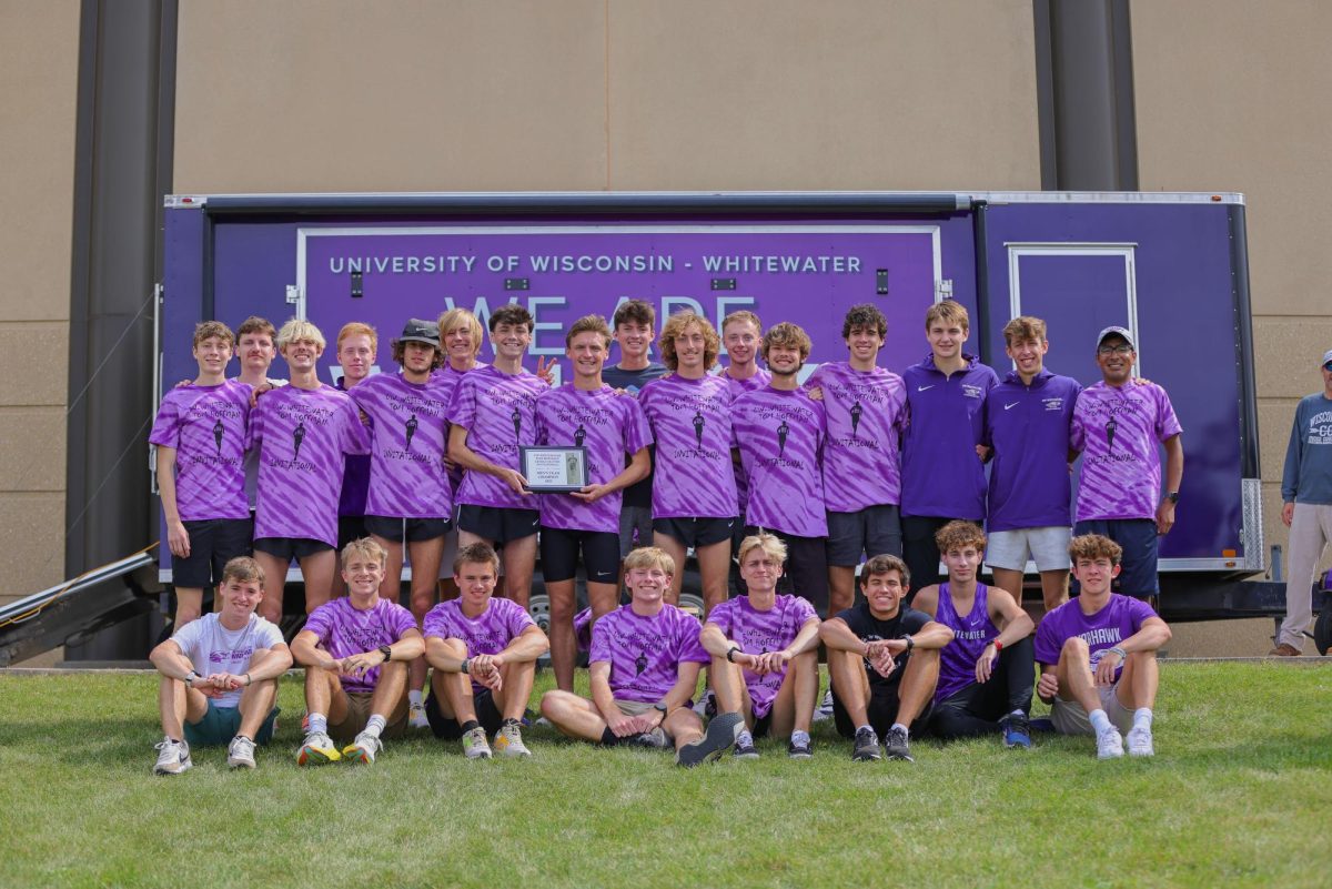 The Warhawk men’s cross-country team poses for a photo after the Tom Hoffman invitational.