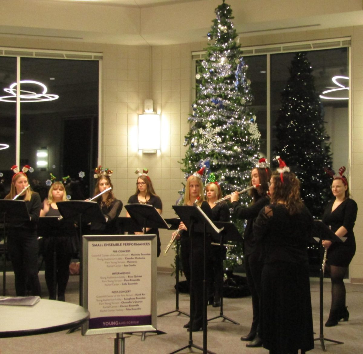 UW-Whitewater+Flute+Ensemble+performs+holiday+songs+during+intermission+at+the+Gala+Holiday+Concert+put+on+by+the+UW-Whitewater+Music+Department+at+Young+Auditorium+Dec+2+2023.