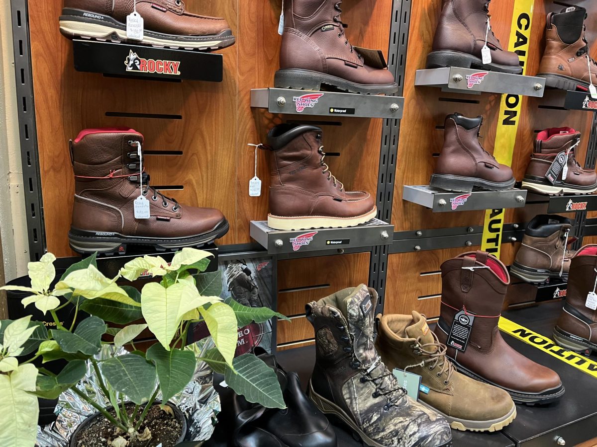 Dale’s Bootery displays a wide variety of boots, including hiking and working boots from a number of brands.
