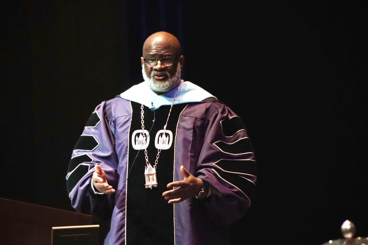 Chancellor Corey B. King addresses the University as the new Chancellor, Spring 2024.