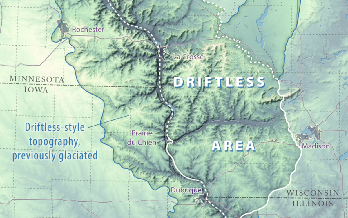 A map of the Dritfless Area. Courtesy of Mississippi Valley Conservancy. 