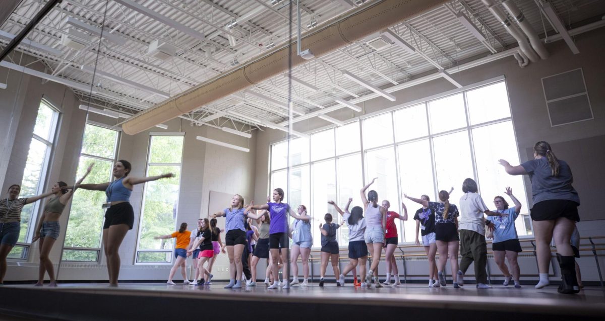 Musical theatre camp rehearses in the Dance Studio on Tuesday, June 18, 2024.