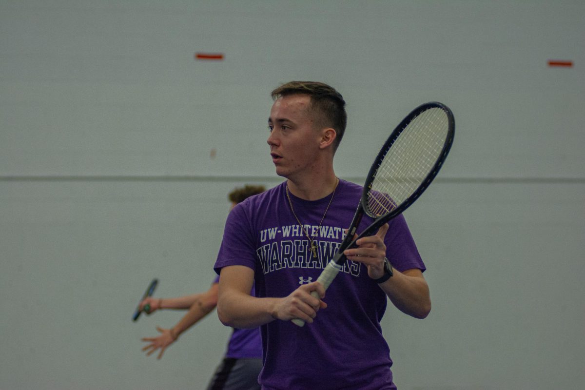 Club Tennis Vice President Kyle Helmenstine playing in a match during the UW-Madison Badger Classic Nov. 17, 2024. 