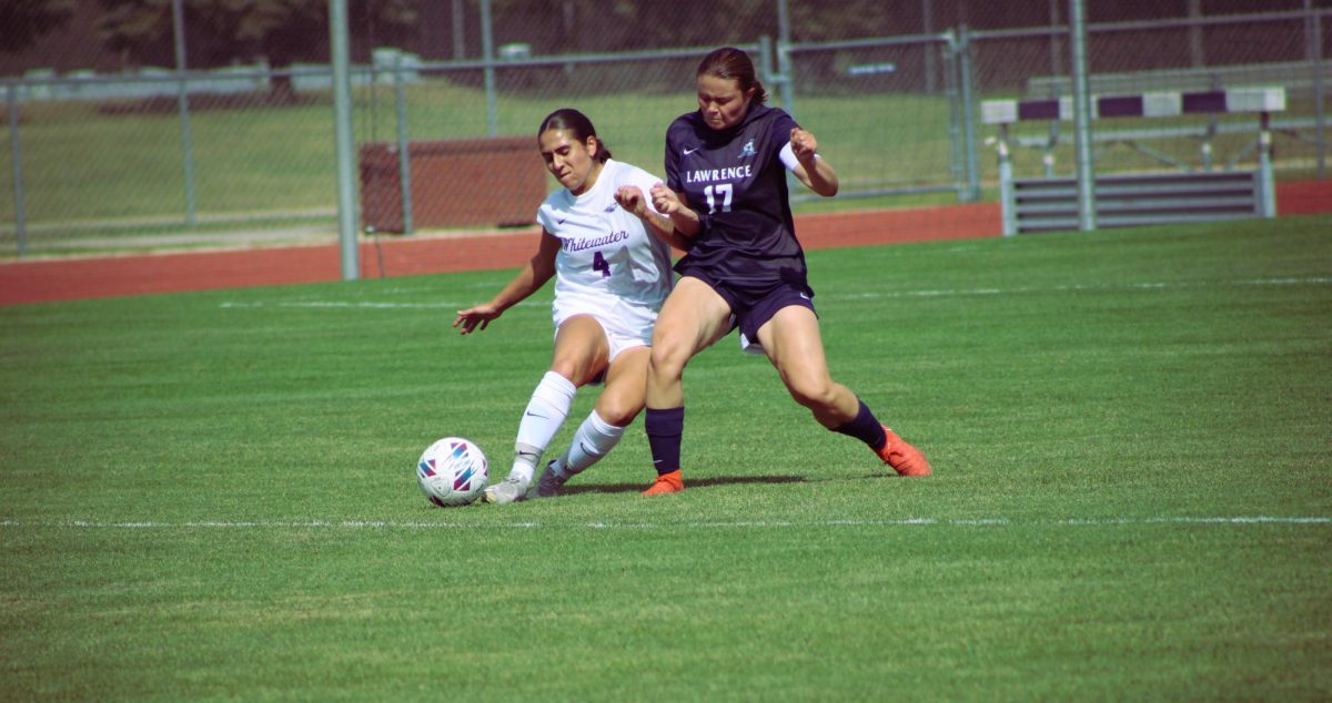 Number 4, Juliana Madonia preventing the Vikings team from keeping the ball in bounds, Saturday Sept 21, 2024.