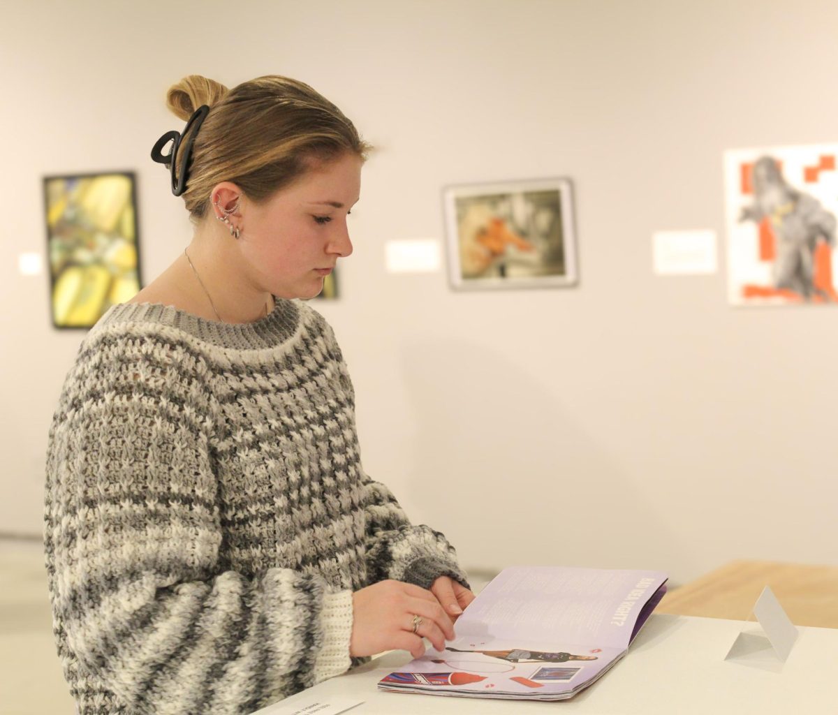 Attendees of the Juried Student Art Exhibit are given the opportunity to experience the incredible work our Warhawks have done here at the Crossman Gallery in the Greenhill Center of the Arts.