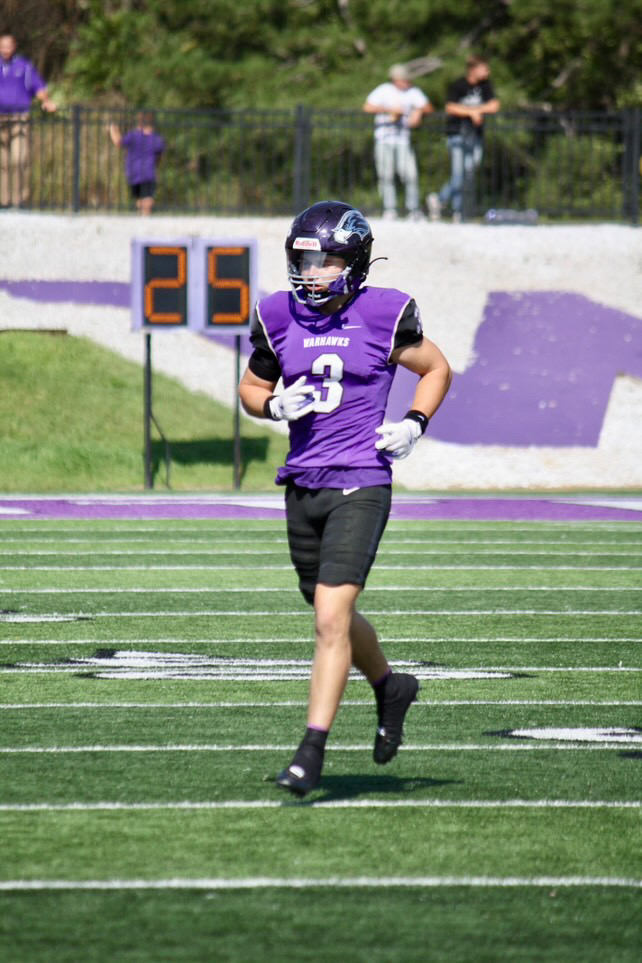 Blake Haggerty takes the field for the Warhawks.
