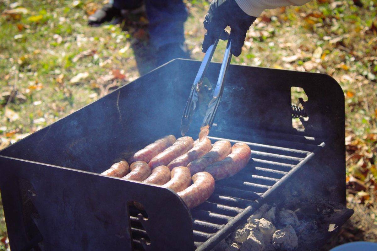 Lots of Brats heating up on another grill, Friday Oct. 18, 2024.

