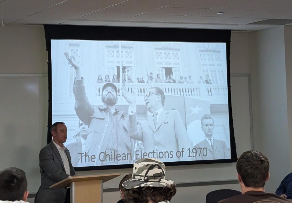 Micah Wright  giving a presentation about the Chilean Elections of 1970 Oct. 9, 2024. 