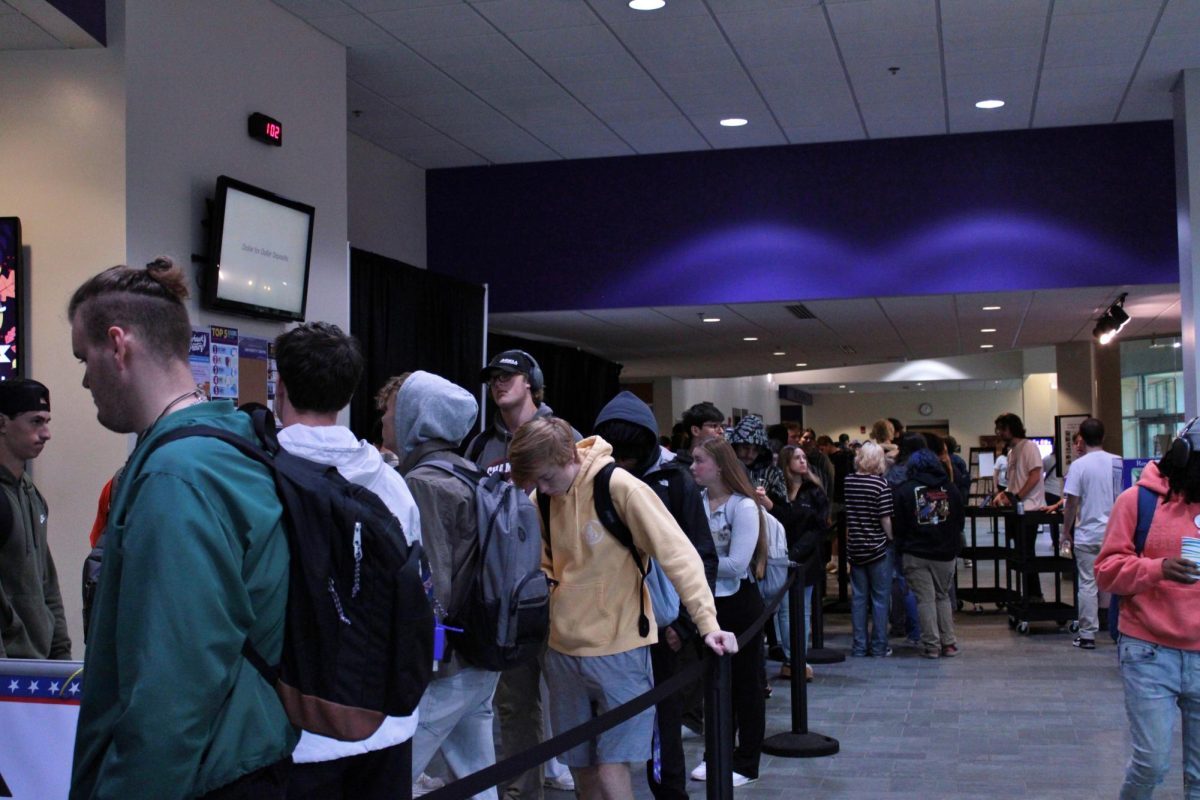 Whitewater Student Voters lining up to cast their vote in the Hamilton Room in the University Center, on Tuesday, November 5.