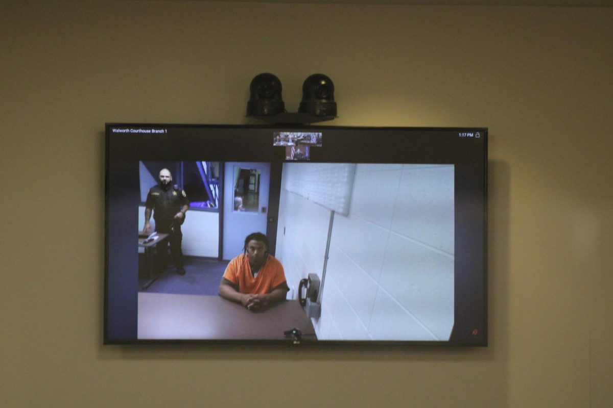 Chad T. Richards attends his court hearing via video call from the Walworth County Jail Friday, Sept. 6.