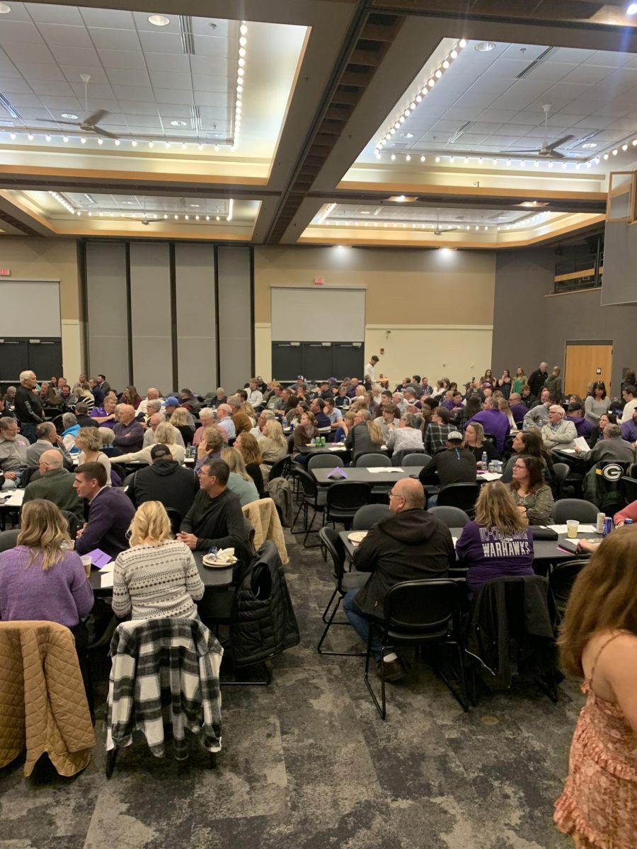 Warhawk basketball fans gathered at the UW-Whitewater University Center Hamilton Room Oct. 21, 2023, to participate in the 28th annual Wally & Rod’s Raffle/Auction.
