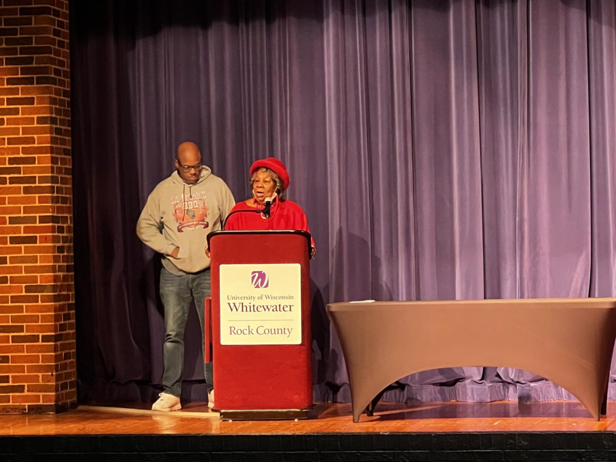 (left) Frank Carrol Jr. and Bettie Carrol (right) giving a speech about Frank Carrol Sr, November 22, 2024.