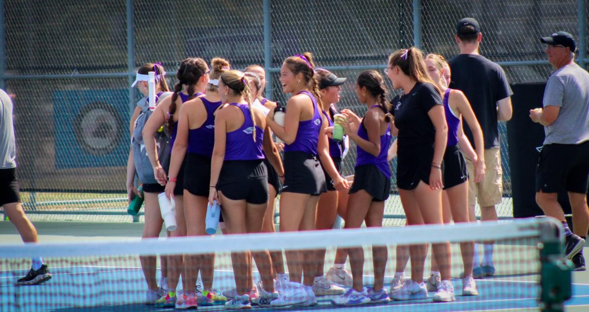 Warhawks Women’s Tennis team celebrating good results with the first doubles games, Saturday, September 14, 2024. 