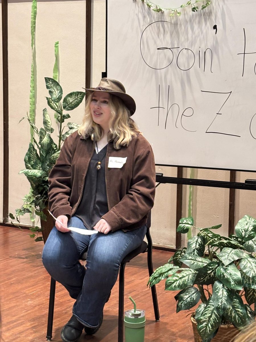 Hannah Frohne teaches a music class to students, February 15, 2025.