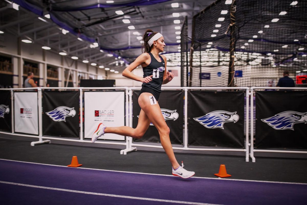 Ari De La Cerda competing in the 5,000 meter at the Karl Schlender Invitational in Kachel Fieldhouse, Feb. 15, 2025.
(Courtesy of Ari De La Cerda)